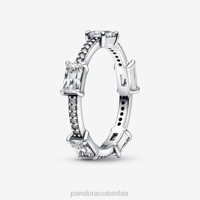 Pandora anillo con pavé brillante con barras rectangulares Plata esterlina J2LX616 accesorios