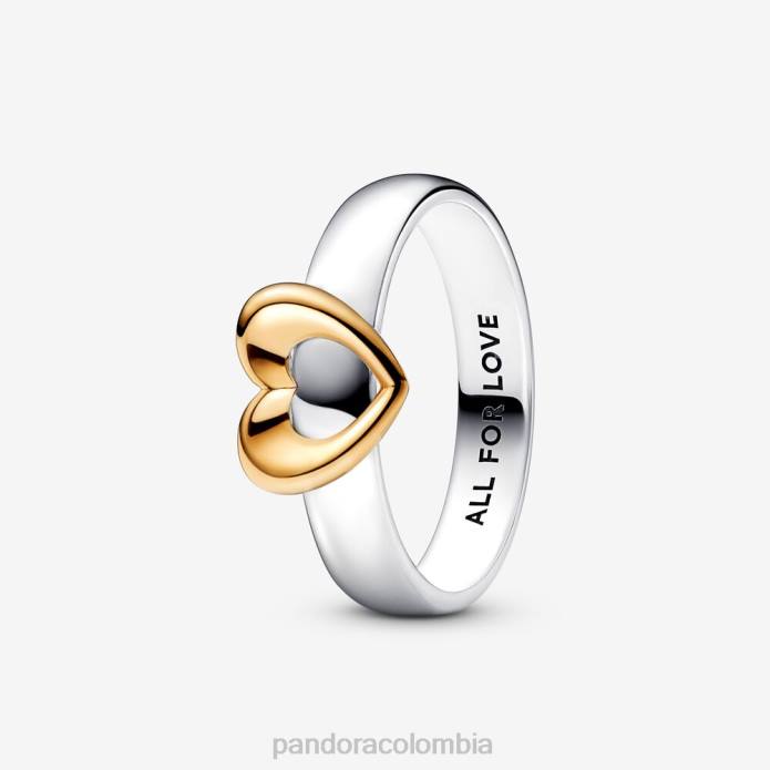 Pandora anillo de corazón deslizante radiante Dos tonos J2LX498 accesorios