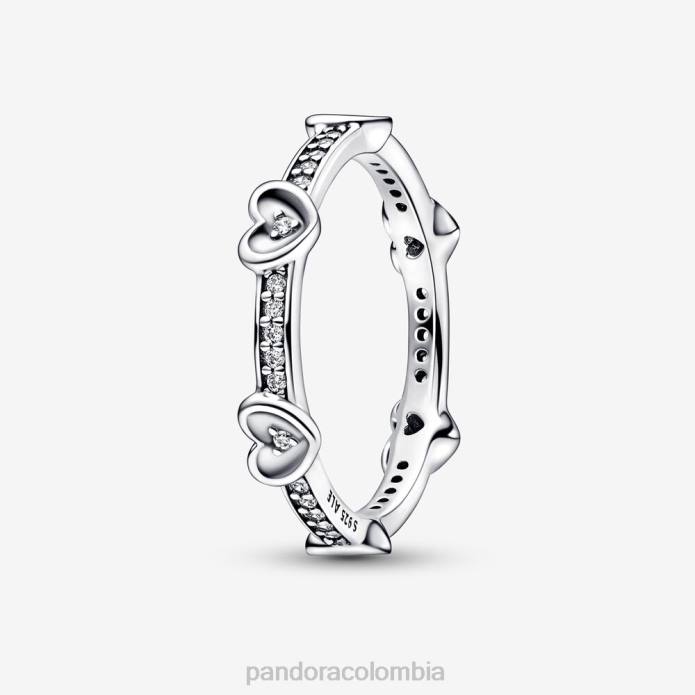 Pandora anillo de corazones brillantes radiantes Plata esterlina J2LX503 accesorios