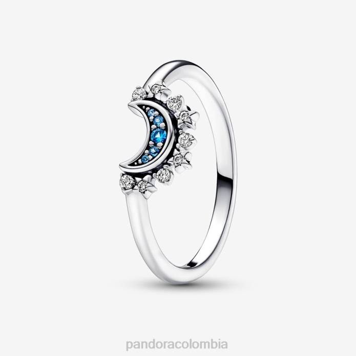 Pandora anillo de luna celestial brillante plata esterlina/azul J2LX640 accesorios