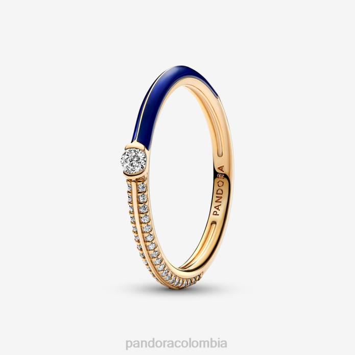 Pandora me pavimenta y anillo dual chapado en oro/azul J2LX573 accesorios