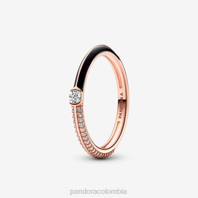Pandora me pavimenta y anillo dual chapado en oro rosa/negro J2LX620 accesorios