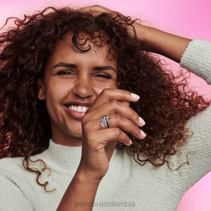 Pandora mi anillo de esmalte chapado en oro rosa/negro J2LX619 accesorios