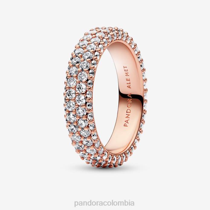 Pandora anillo atemporal con pavé de dos hileras Oro de Rose plateado J2LX650 accesorios