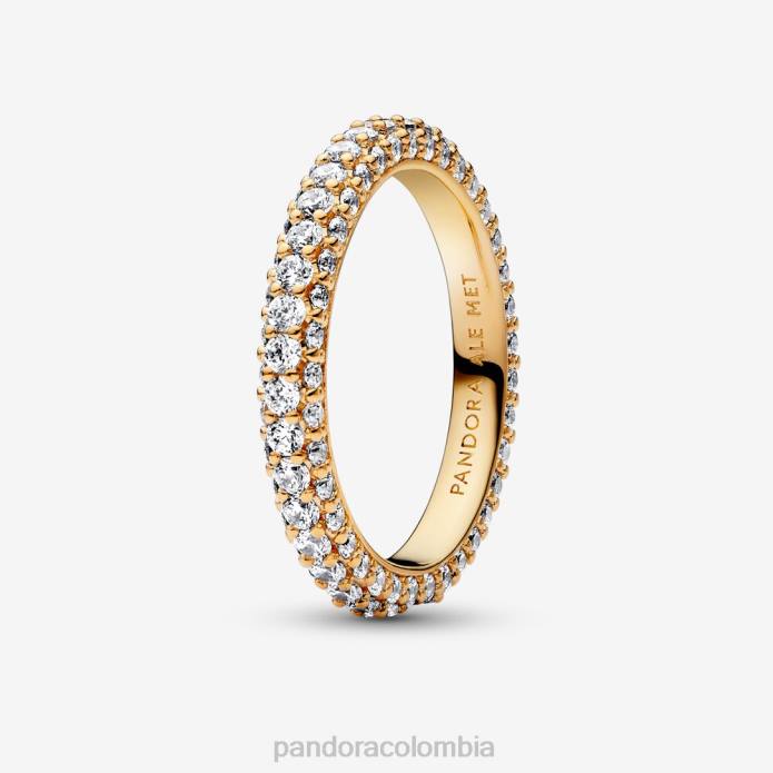 Pandora anillo de una hilera con pavé atemporal Chapado en oro J2LX654 accesorios