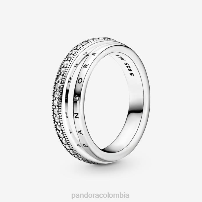 Pandora anillo pavé de triple banda Plata esterlina J2LX689 accesorios
