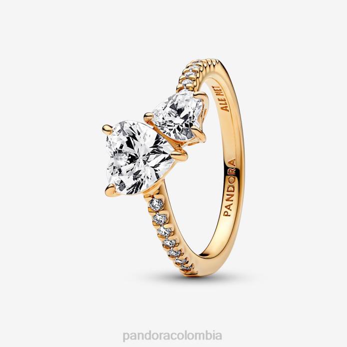 Pandora anillo brillante con doble corazón Chapado en oro J2LX512 accesorios