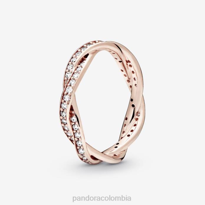Pandora anillo con líneas retorcidas brillantes Oro de Rose plateado J2LX531 accesorios