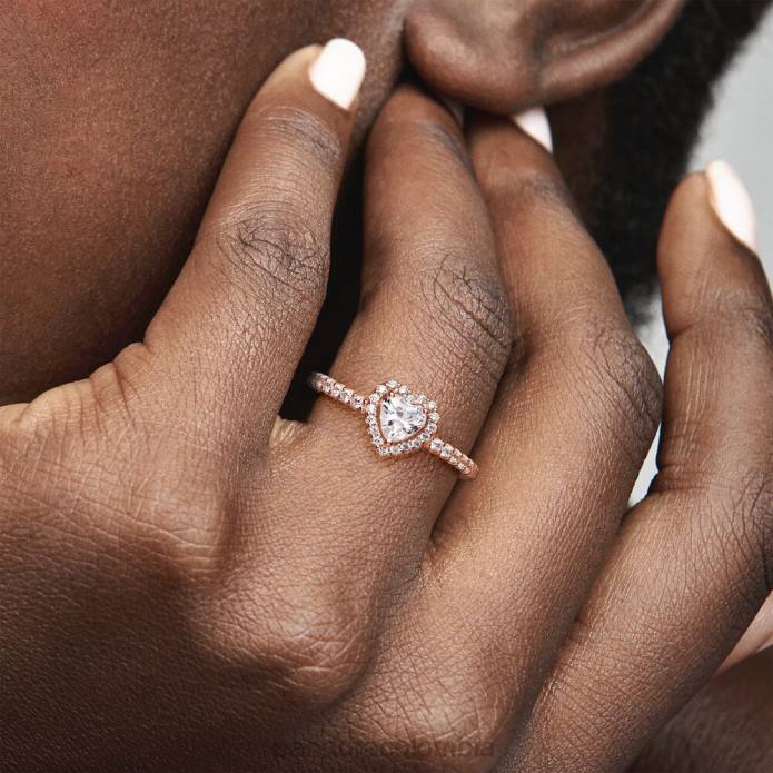 Pandora anillo de corazón elevado brillante Oro de Rose plateado J2LX488 accesorios