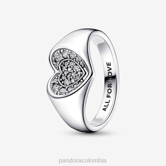 Pandora anillo de sello con pavé de corazón radiante Plata esterlina J2LX497 accesorios