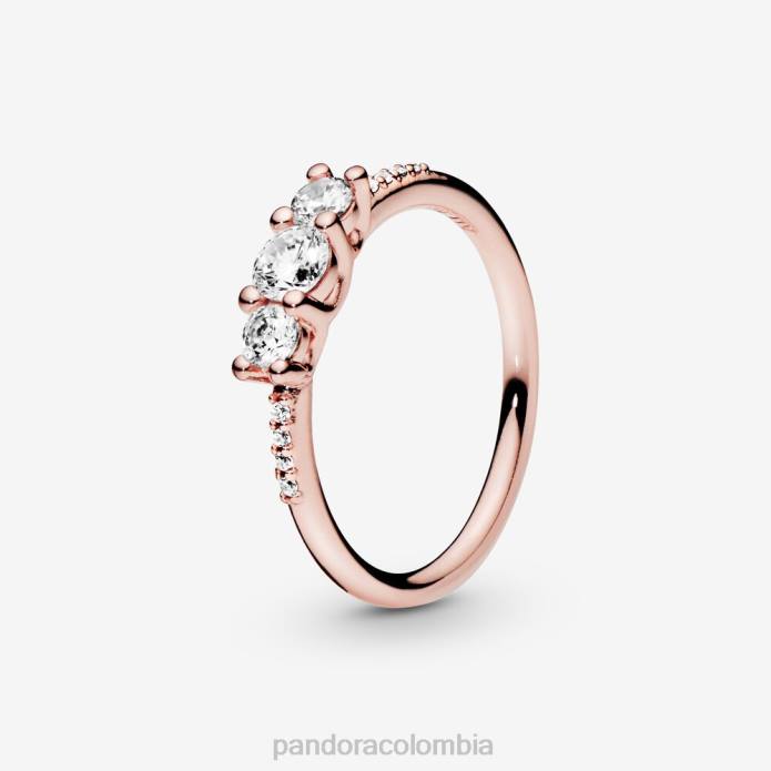 Pandora anillo transparente de tres piedras oro rosa J2LX519 accesorios