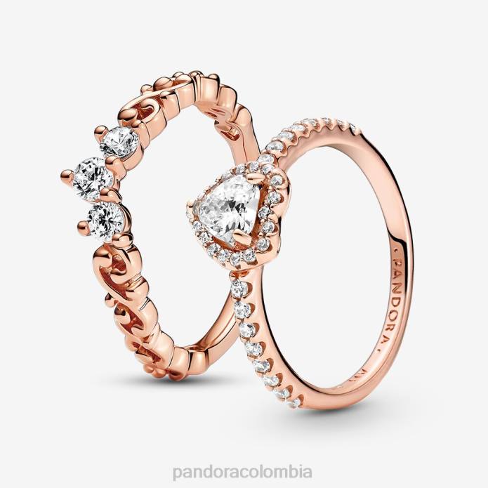 Pandora conjunto de anillos de promesa romántica sin esperanza color estándar J2LX513 accesorios