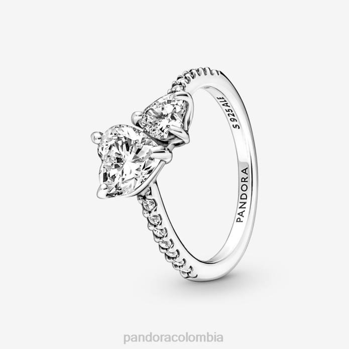 Pandora anillo brillante con doble corazón Plata esterlina J2LX511 accesorios