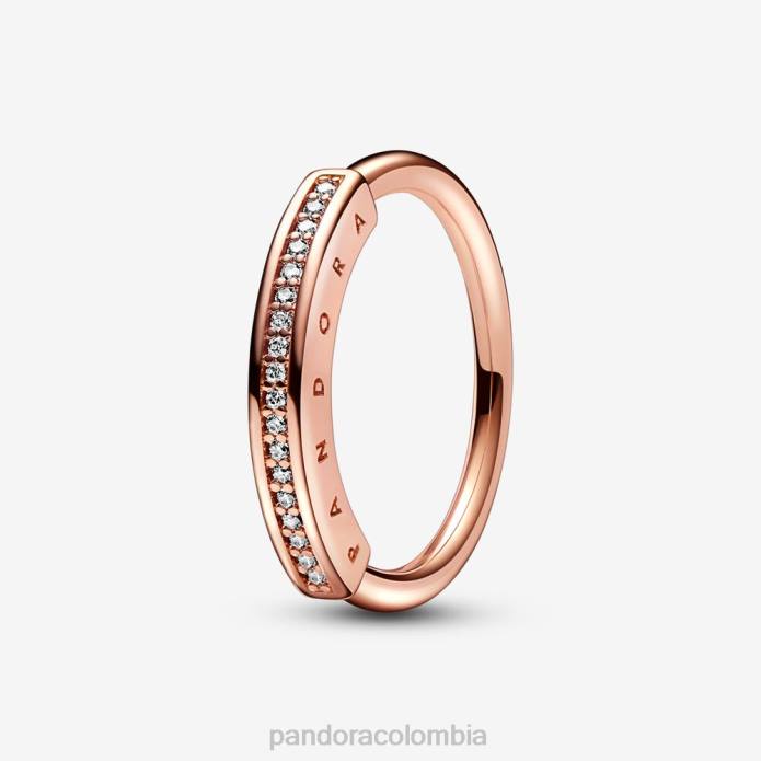 Pandora anillo pavé con firma i-d Oro de Rose plateado J2LX587 accesorios