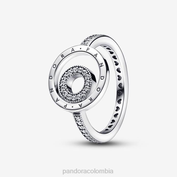 Pandora anillo pavimentado con círculos y logo característico Plata esterlina J2LX687 accesorios