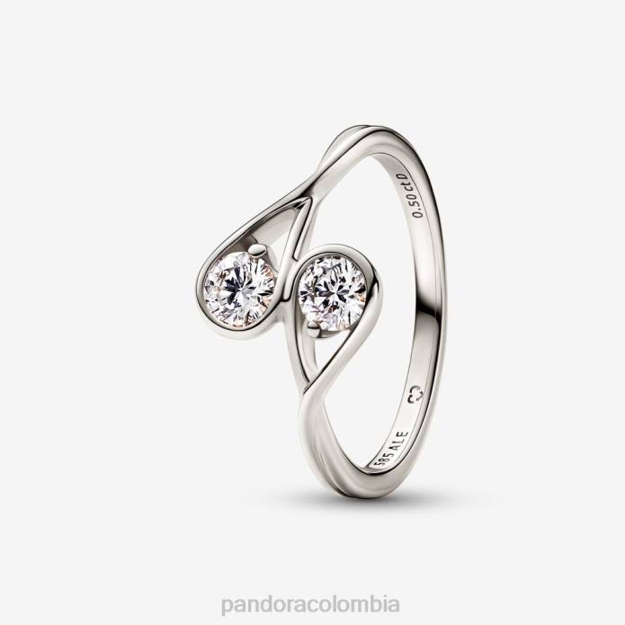Pandora brillante anillo de diamantes de 0,50 ct tw creado en laboratorio doble Oro blanco J2LX543 accesorios
