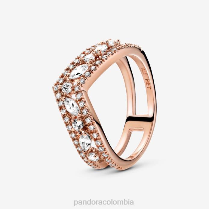 Pandora anillo de doble espoleta de talla marquesa brillante Oro de Rose plateado J2LX683 accesorios