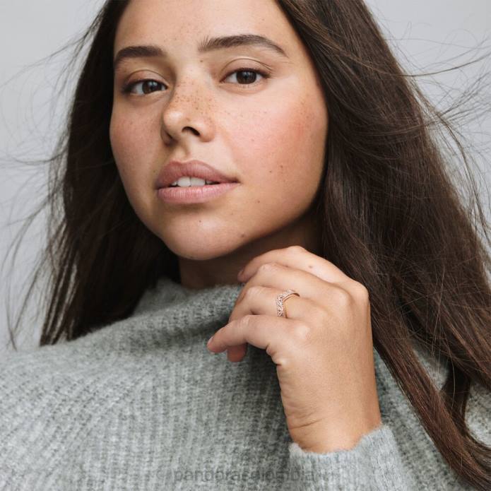 Pandora anillo de doble espoleta de talla marquesa brillante Oro de Rose plateado J2LX683 accesorios