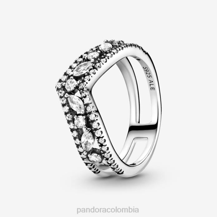 Pandora anillo de doble espoleta de talla marquesa brillante Plata esterlina J2LX684 accesorios