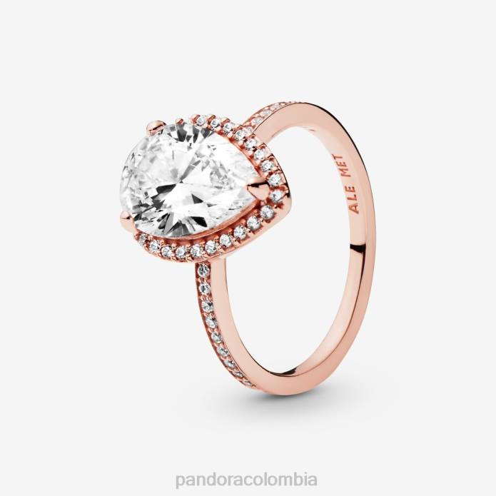 Pandora anillo con halo de lágrima brillante Oro de Rose plateado J2LX521 accesorios
