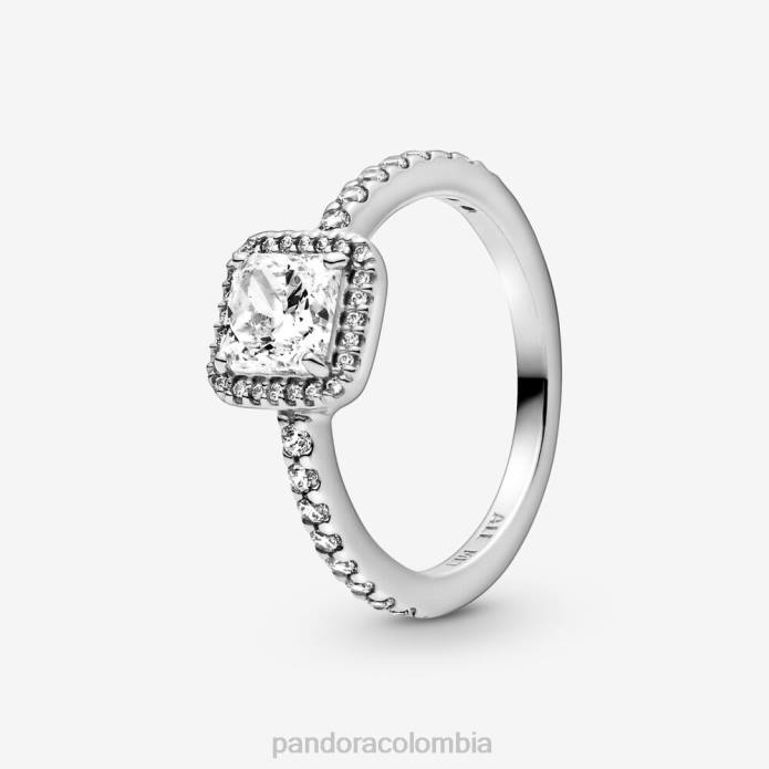 Pandora anillo cuadrado con halo brillante Plata esterlina J2LX509 accesorios