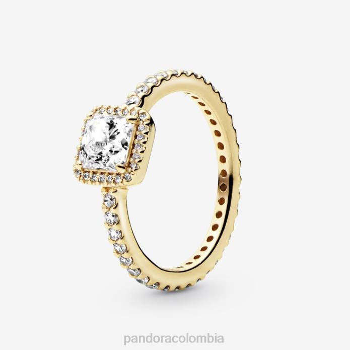Pandora anillo cuadrado con halo brillante oro J2LX698 accesorios