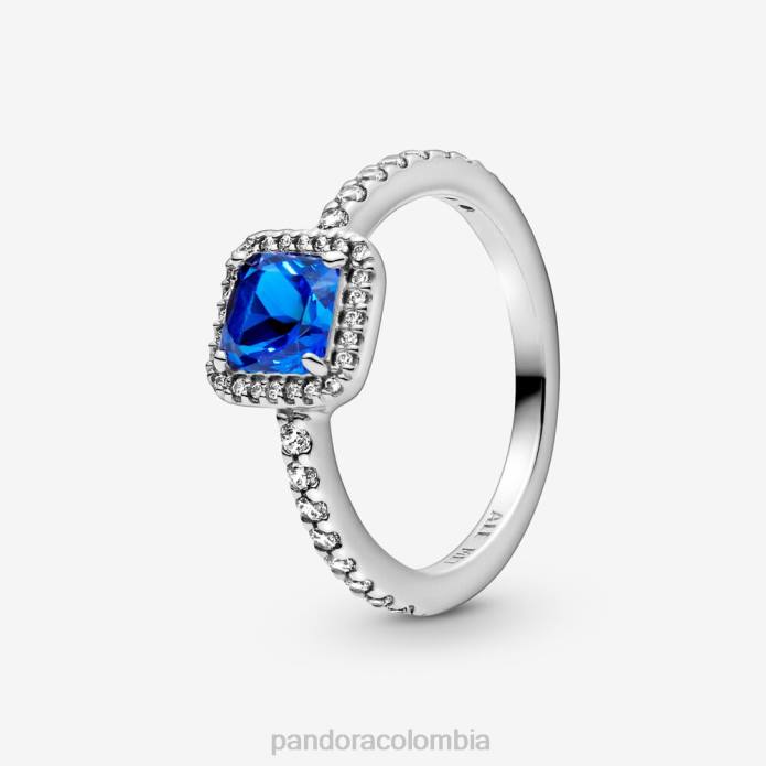 Pandora anillo cuadrado con halo brillante plata esterlina/azul J2LX527 accesorios