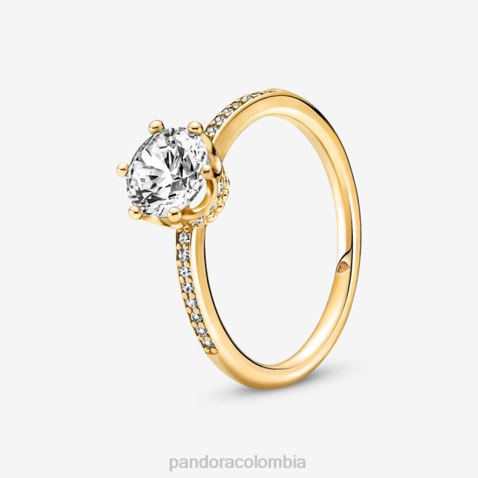 Pandora anillo solitario con corona brillante transparente Chapado en oro J2LX499 accesorios