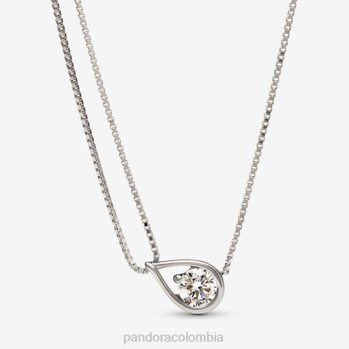 Pandora collar de cadena doble con diamantes de 0,75 ct tw creado Oro blanco J2LX739 accesorios