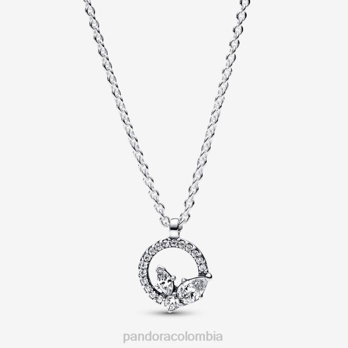 Pandora Conjunto de aretes y collar en forma de racimo y círculo de herbario brillante color estándar J2LX777 accesorios
