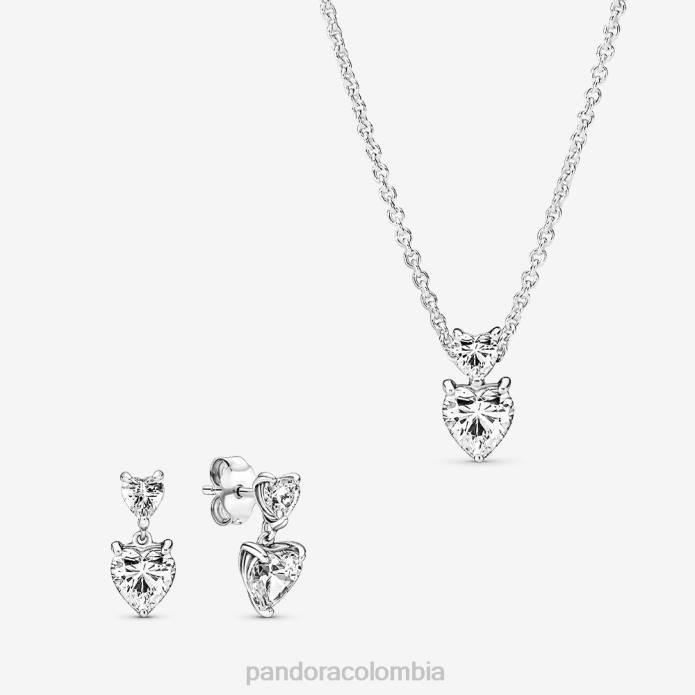 Pandora brillante conjunto de joyas con dos corazones color estándar J2LX759 accesorios