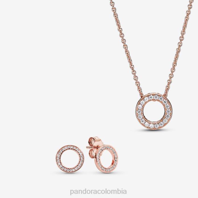 Pandora conjunto de regalo de joyas con círculo pavimentado brillante color estándar J2LX804 accesorios