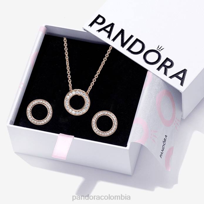 Pandora conjunto de regalo de joyas con círculo pavimentado brillante color estándar J2LX804 accesorios