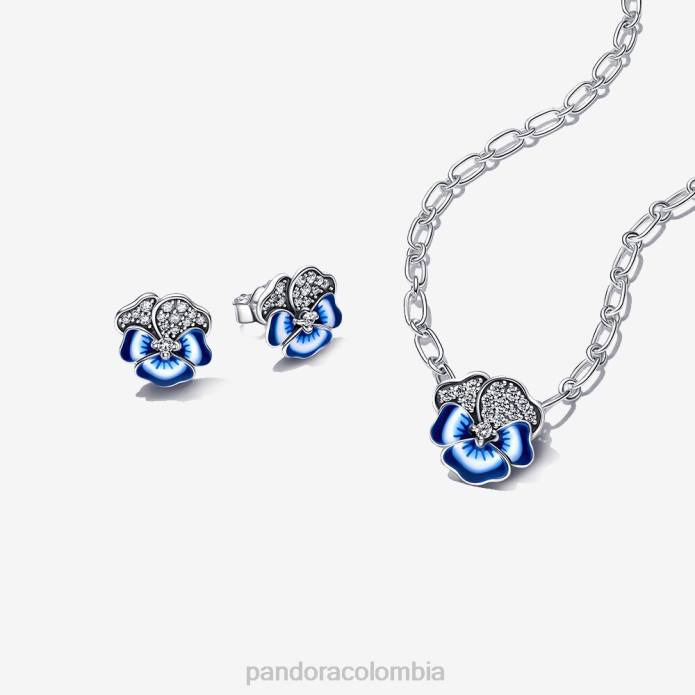 Pandora set de collar y aretes de pensamiento color estándar/azul J2LX770 accesorios