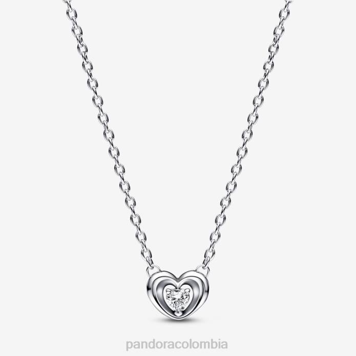 Pandora Collar Collier con colgante de piedra flotante y corazón radiante Plata esterlina J2LX785 accesorios