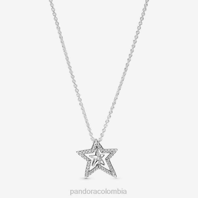 Pandora Collar Collier con estrella asimétrica pavimentada Plata esterlina J2LX767 accesorios