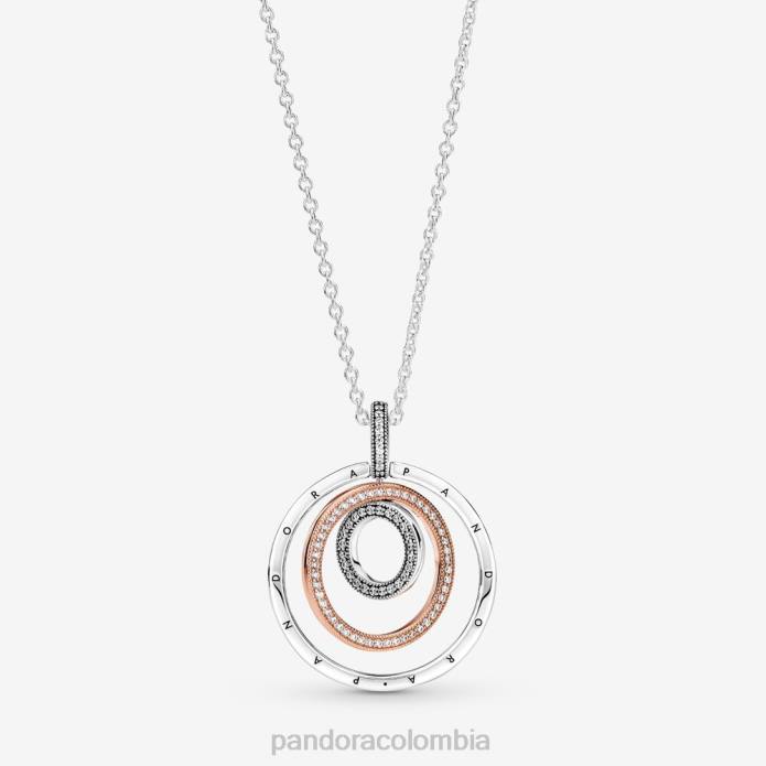 Pandora colgante y collar de círculos Dos tonos J2LX796 accesorios