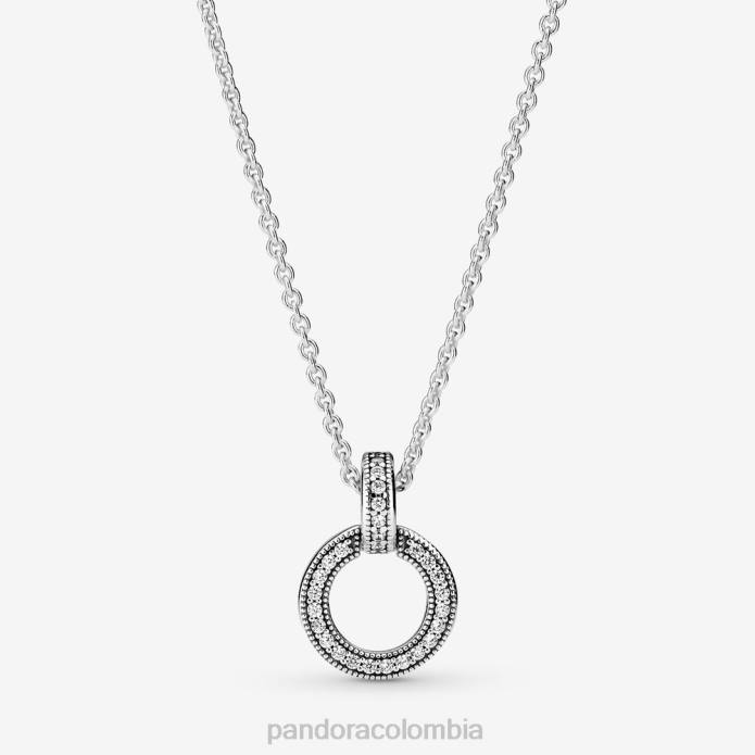 Pandora colgante y collar de doble círculo Plata esterlina J2LX794 accesorios