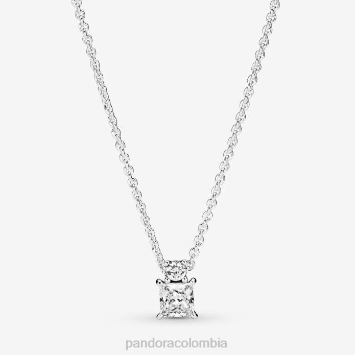 Pandora collar brillante con colgante redondo y cuadrado Plata esterlina J2LX772 accesorios