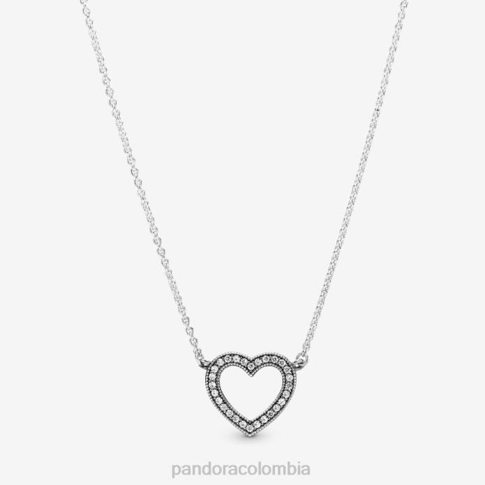 Pandora collar brillante con corazón abierto Plata esterlina J2LX725 accesorios