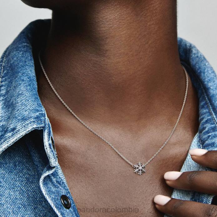 Pandora collar con colgante de copo de nieve brillante Plata esterlina J2LX801 accesorios