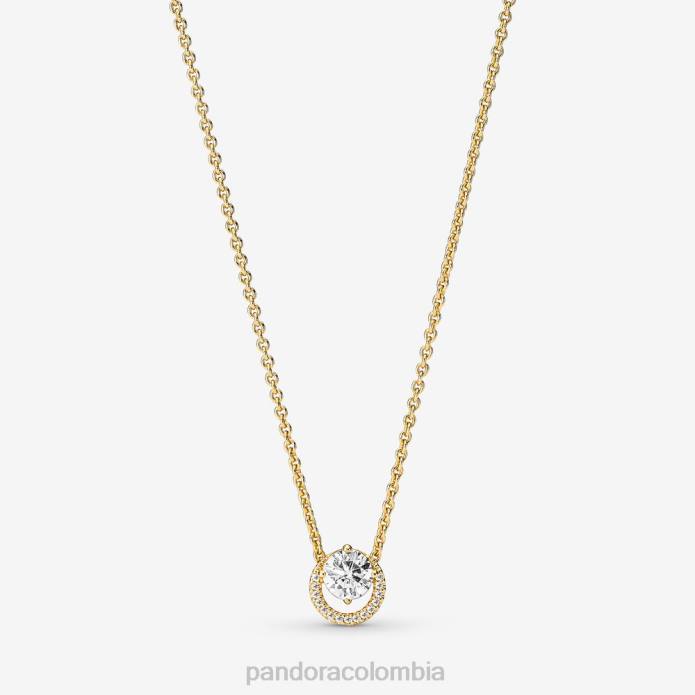 Pandora collar de collier con colgante de halo redondo brillante Chapado en oro J2LX792 accesorios