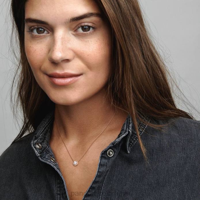 Pandora collar redondo con halo brillante Oro de Rose plateado J2LX706 accesorios