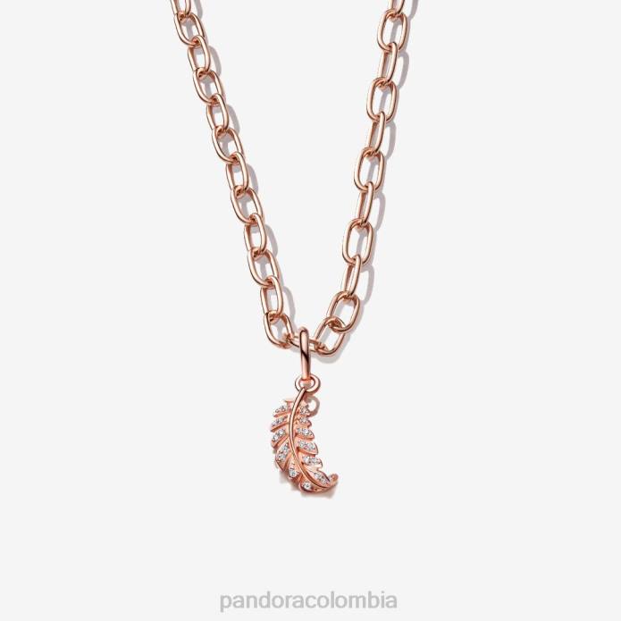 Pandora conjunto de collar con cadena de eslabones de plumas curvadas color estándar J2LX799 accesorios