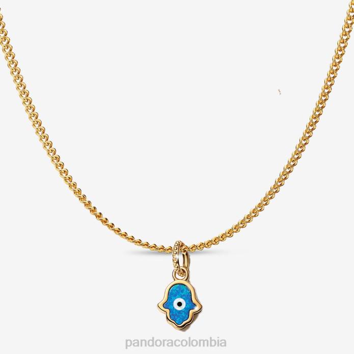 Pandora conjunto de collar con colgante y dije de mano de hamsa opalescente color estándar/azul J2LX760 accesorios