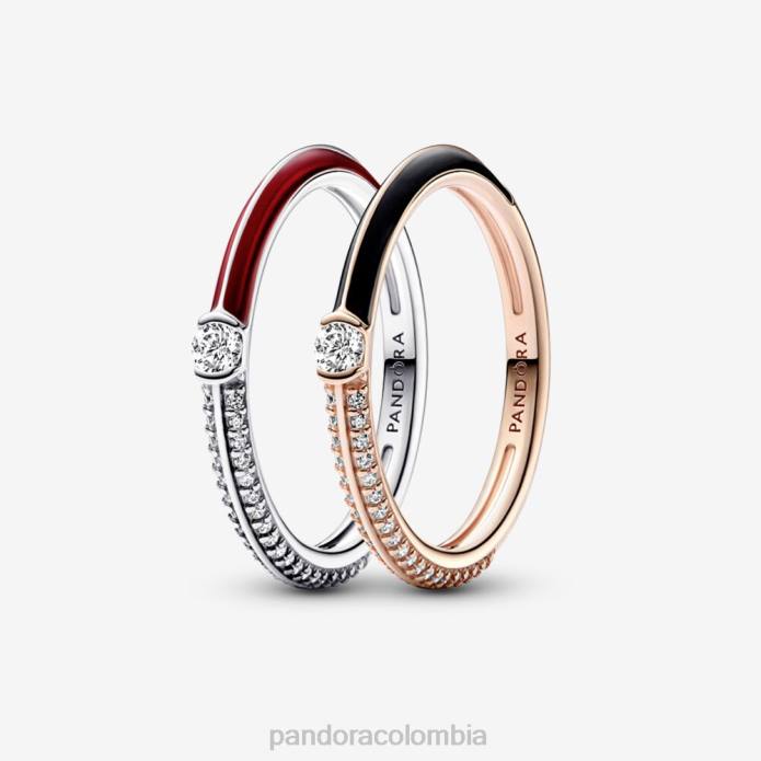 Pandora me pavimenta y juego de anillos color estándar/negro/rojo J2LX617 accesorios
