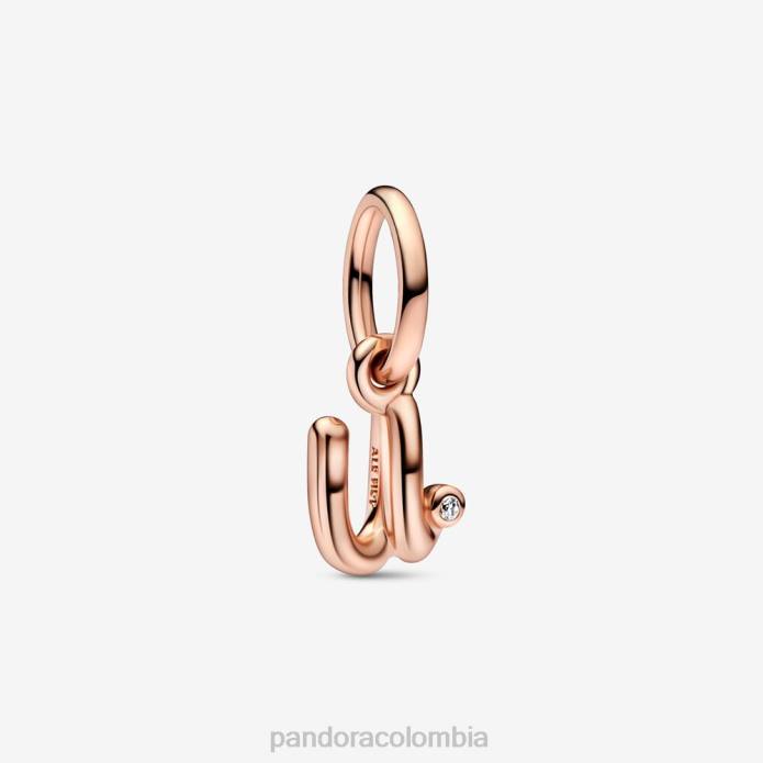 Pandora Charm colgante con la letra u del alfabeto Oro de Rose plateado J2LX250 accesorios