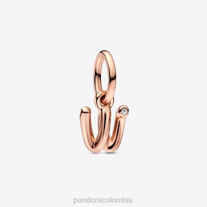 Pandora Charm colgante con letra w y alfabeto Oro de Rose plateado J2LX274 accesorios
