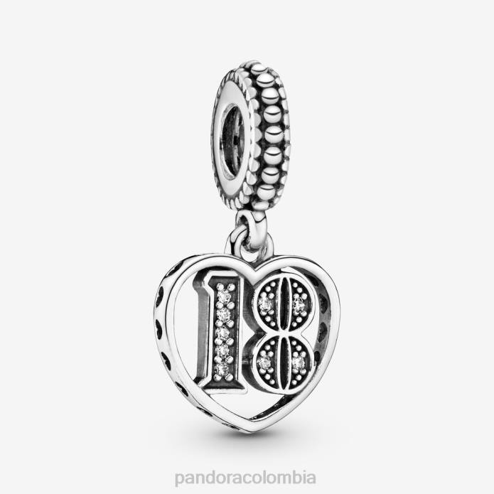 Pandora Charm colgante celebración del 18.º Plata esterlina J2LX112 accesorios
