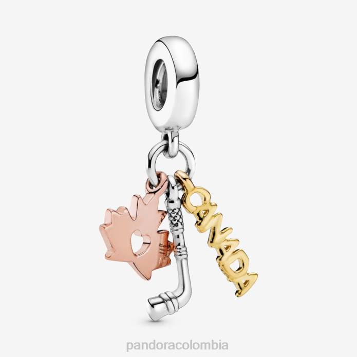 Pandora Charm colgante Canadá, hoja de arce y palo de hockey tritono J2LX148 accesorios